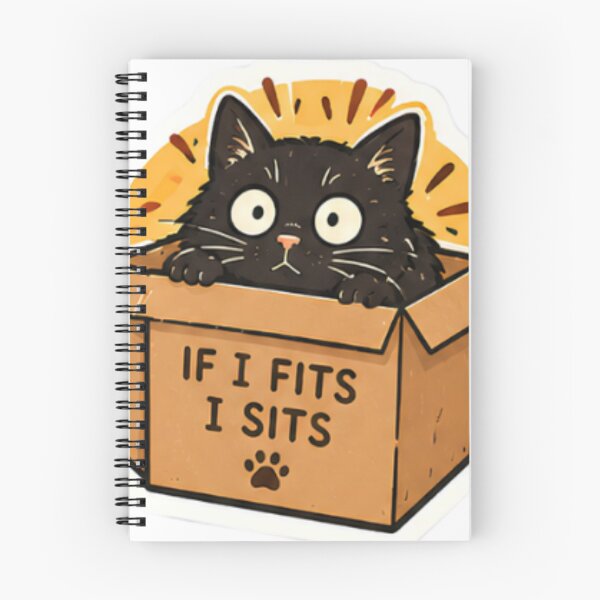 Item preview, If I Fits I Sits Funny Black Cat in a Cardboard Box designed and sold by bymtsef.