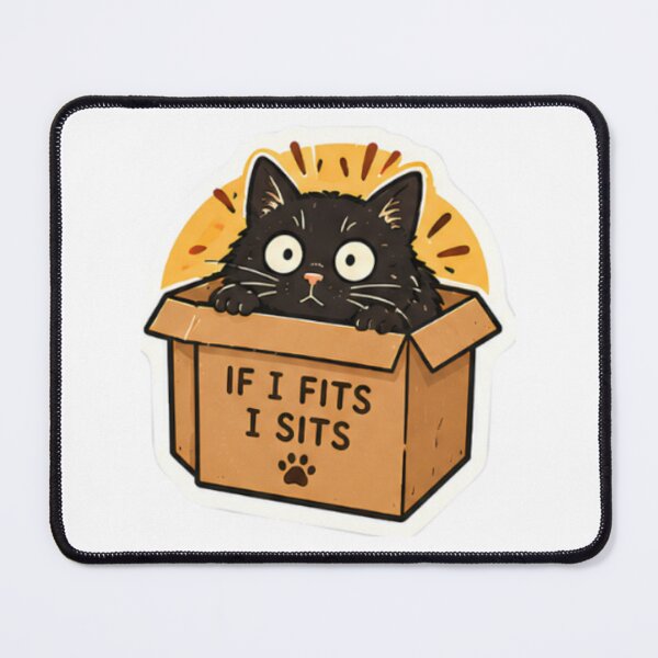 Item preview, If I Fits I Sits Funny Black Cat in a Cardboard Box designed and sold by bymtsef.