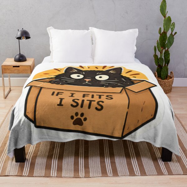 Item preview, If I Fits I Sits Funny Black Cat in a Cardboard Box designed and sold by bymtsef.