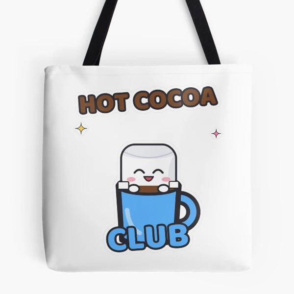Hot Cocoa Club - Cute Pip Marshmallow in a Mug — All Over Print Tote Bag by BiMood