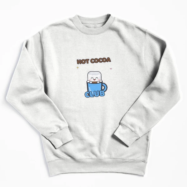 Hot Cocoa Club - Cute Pip Marshmallow in a Mug — Pullover Sweatshirt by BiMood