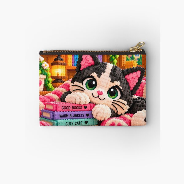 Item preview, Cozy Black and White Cat Reading – Colorful Building Block Mosaic Art designed and sold by WildWhimsy Art.