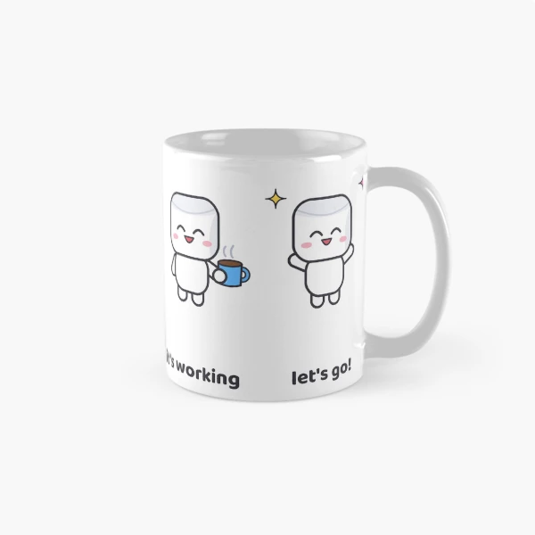 Pip's Morning Routine - Funny Coffee Marshmallow Mug Design — Classic Mug by BiMood