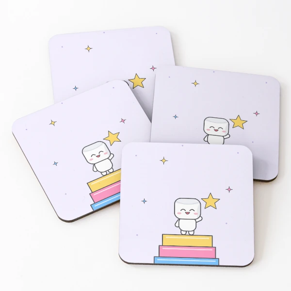 Small Steps Big Dreams - Cute Pip Reaching for a Star — Coasters (Set of 4) by BiMood