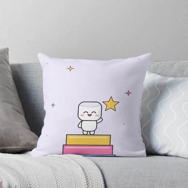 Small Steps Big Dreams - Cute Pip Reaching for a Star — Throw Pillow by BiMood