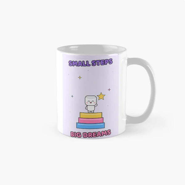 Small Steps Big Dreams - Cute Pip Reaching for a Star — Classic Mug by BiMood