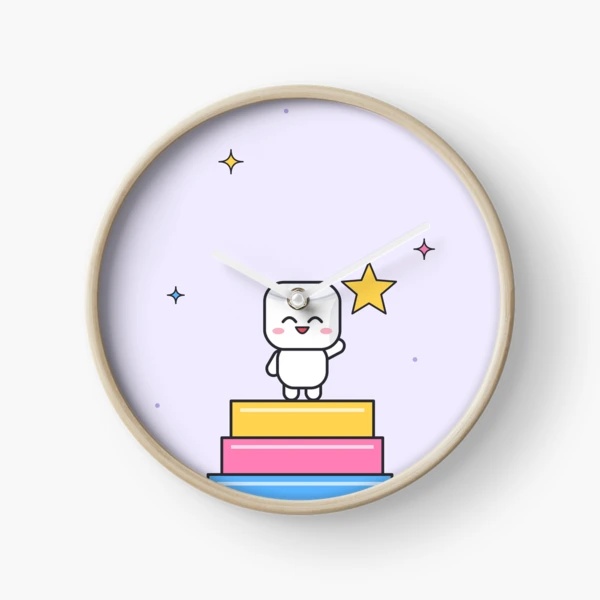 Small Steps Big Dreams - Cute Pip Reaching for a Star — Clock by BiMood