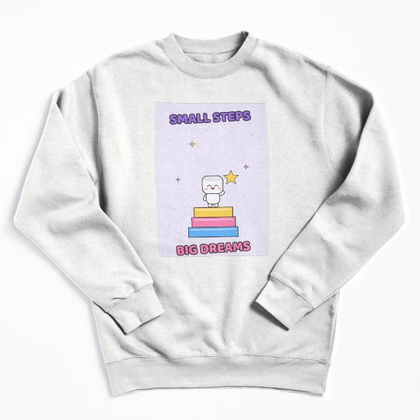 Small Steps Big Dreams - Cute Pip Reaching for a Star — Pullover Sweatshirt by BiMood