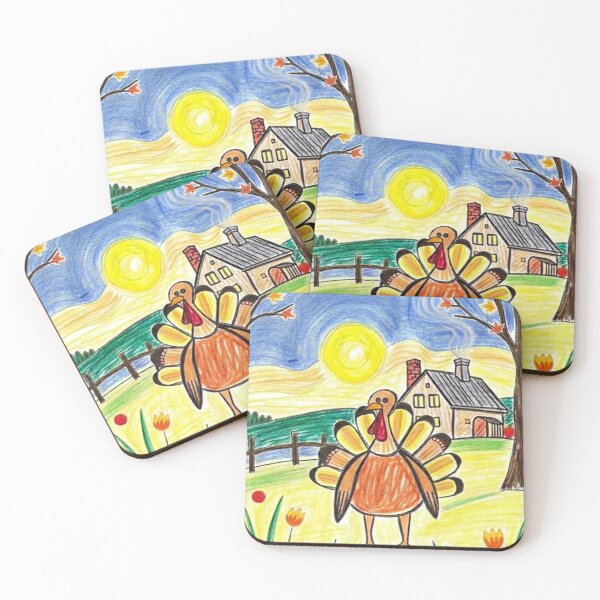 Item preview, Cute Kids Drawing Thanksgiving Card with Turkey, Farmhouse, and Autumn Vibes designed and sold by LavIsInTheAir.