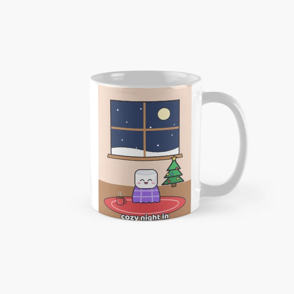 Cozy Night In - Pip Marshmallow by the Winter Window — Classic Mug by BiMood