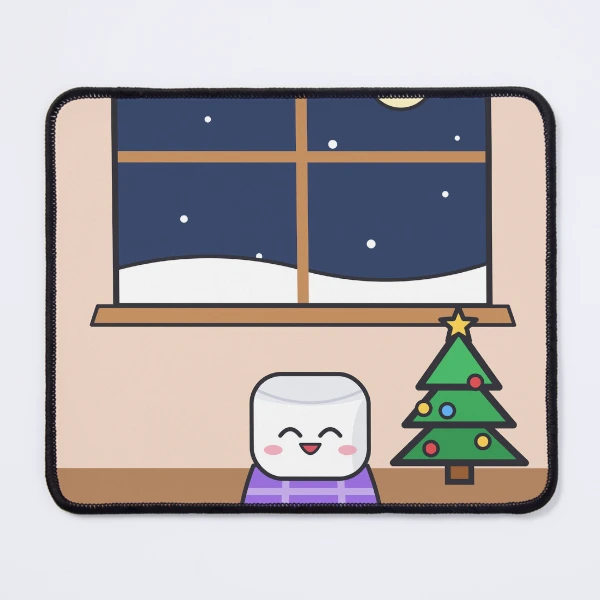 Cozy Night In - Pip Marshmallow by the Winter Window — Mouse Pad by BiMood