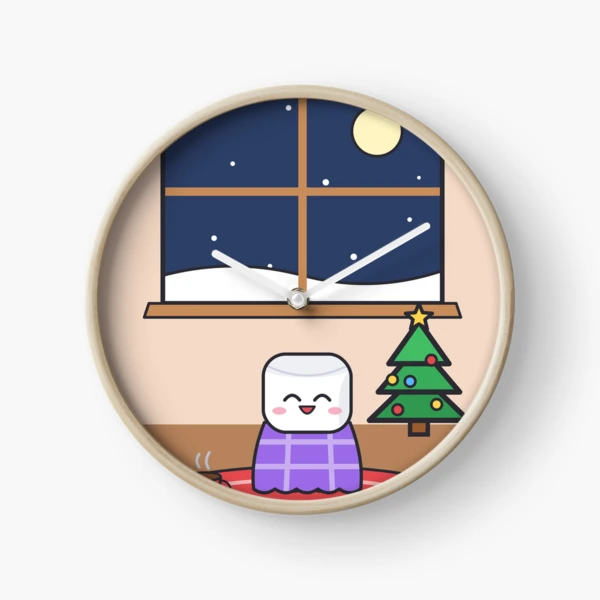 Cozy Night In - Pip Marshmallow by the Winter Window — Clock by BiMood