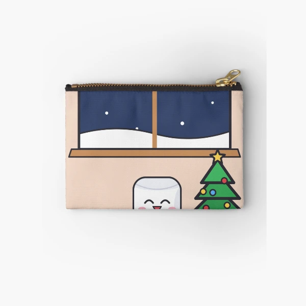 Cozy Night In - Pip Marshmallow by the Winter Window — Zipper Pouch by BiMood