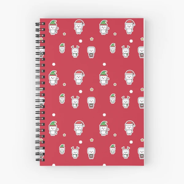 Holiday Pip Pattern - Cute Christmas Marshmallow Repeat — Spiral Notebook by BiMood