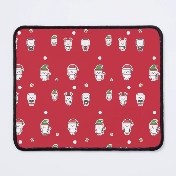 Holiday Pip Pattern - Cute Christmas Marshmallow Repeat — Mouse Pad by BiMood