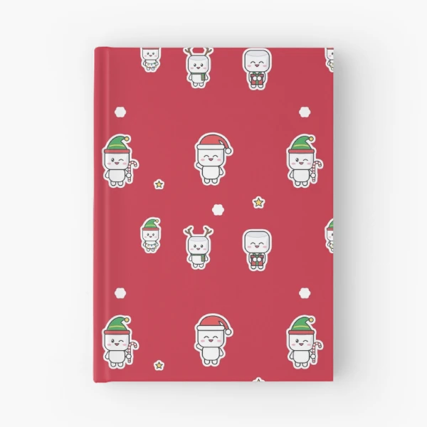 Holiday Pip Pattern - Cute Christmas Marshmallow Repeat — Spiral Notebook by BiMood