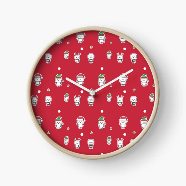 Holiday Pip Pattern - Cute Christmas Marshmallow Repeat — Clock by BiMood