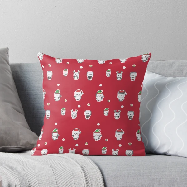 Holiday Pip Pattern - Cute Christmas Marshmallow Repeat — Throw Pillow by BiMood