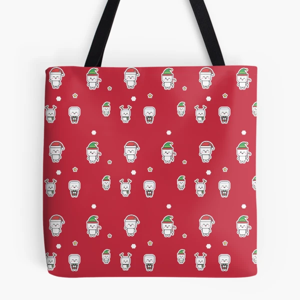 Holiday Pip Pattern - Cute Christmas Marshmallow Repeat — All Over Print Tote Bag by BiMood