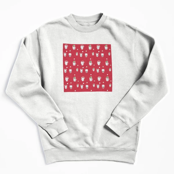 Holiday Pip Pattern - Cute Christmas Marshmallow Repeat — Pullover Sweatshirt by BiMood