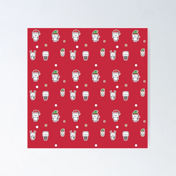 Holiday Pip Pattern - Cute Christmas Marshmallow Repeat — Poster by BiMood