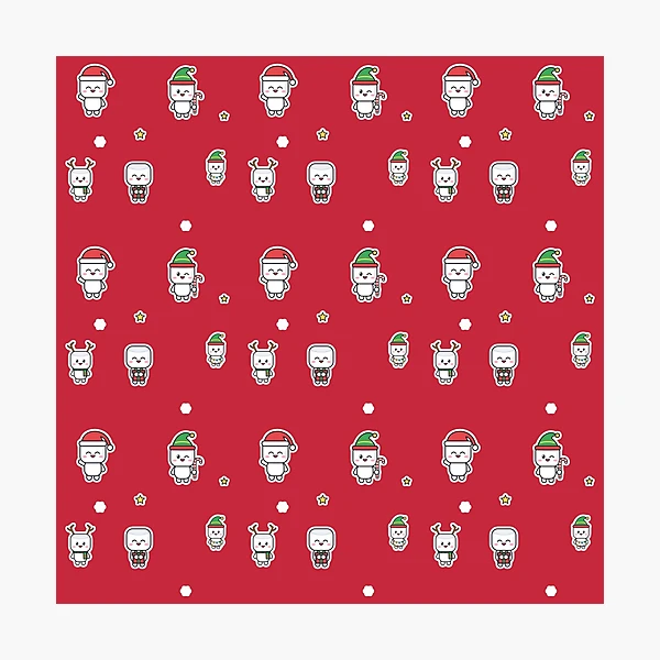 Holiday Pip Pattern - Cute Christmas Marshmallow Repeat — Photographic Print by BiMood
