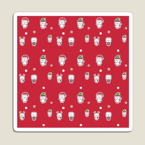 Holiday Pip Pattern - Cute Christmas Marshmallow Repeat — Magnet by BiMood
