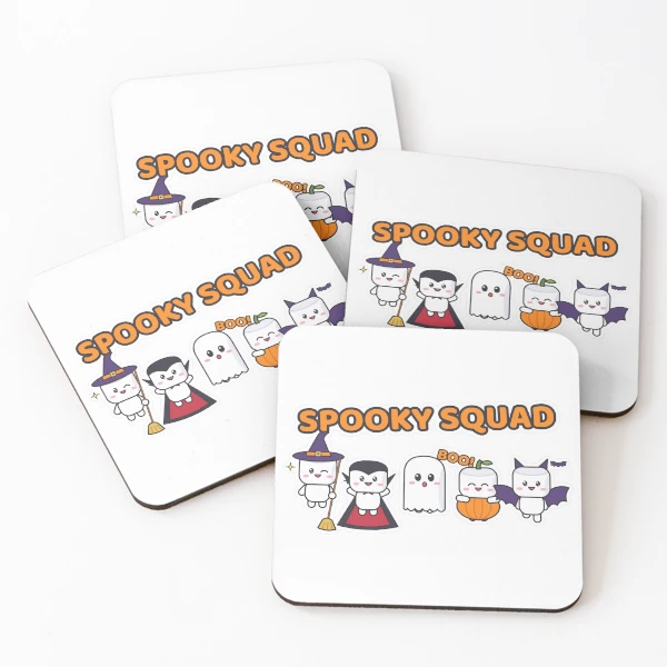 Spooky Squad - Cute Halloween Pip Marshmallow Crew — Coasters (Set of 4) by BiMood