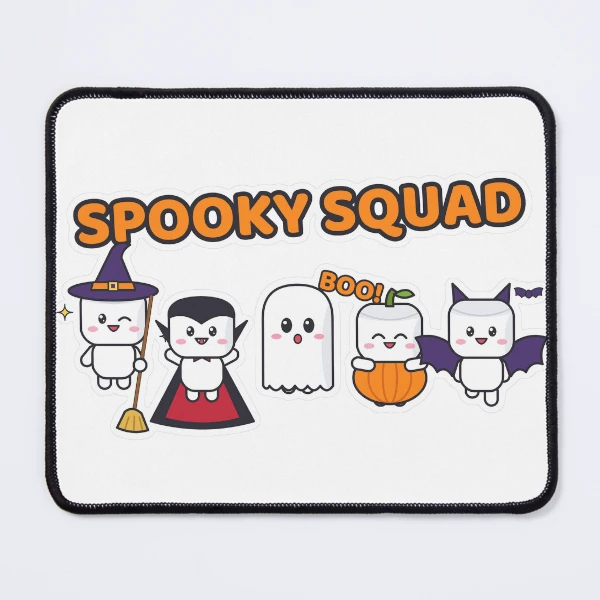 Spooky Squad - Cute Halloween Pip Marshmallow Crew — Mouse Pad by BiMood