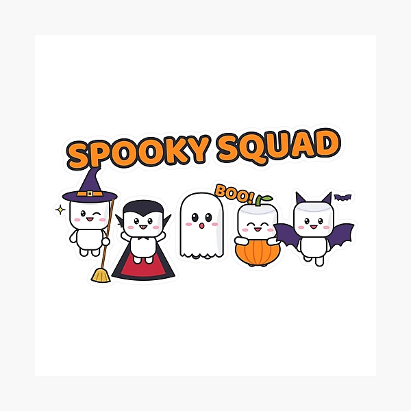 Spooky Squad - Cute Halloween Pip Marshmallow Crew — Photographic Print by BiMood