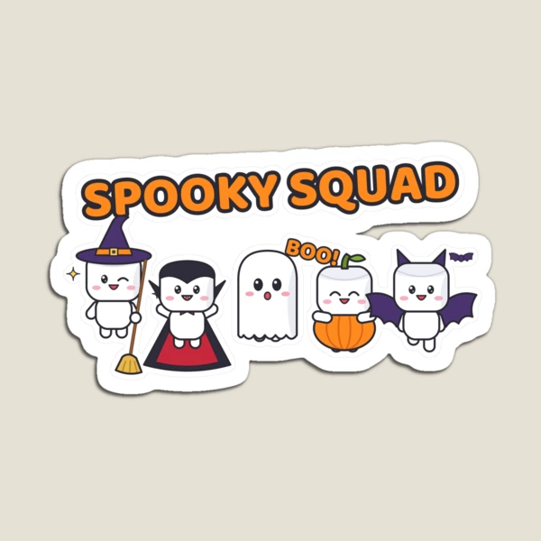 Spooky Squad - Cute Halloween Pip Marshmallow Crew — Magnet by BiMood
