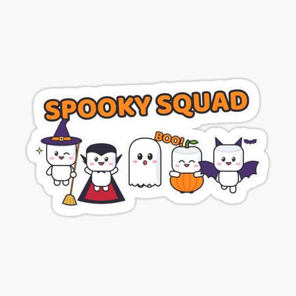 Spooky Squad - Cute Halloween Pip Marshmallow Crew — Sticker by BiMood