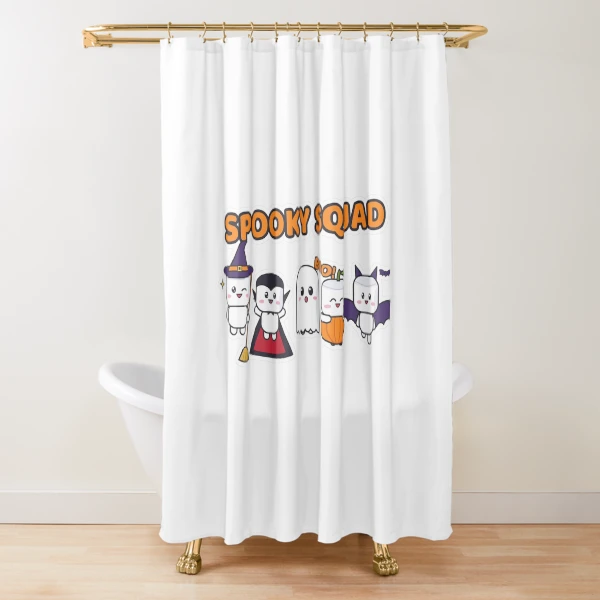 Spooky Squad - Cute Halloween Pip Marshmallow Crew — Shower Curtain by BiMood