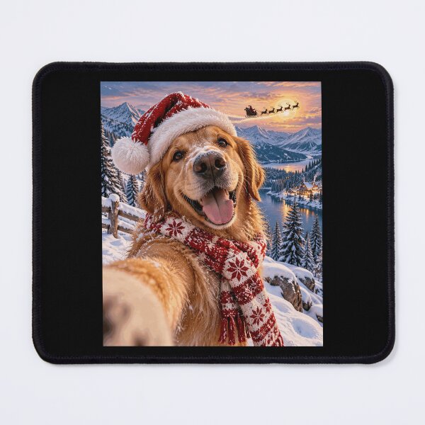 Item preview, Happy Golden Retriever Dog Selfie Flying Santa Christmas designed and sold by yassin-stags.
