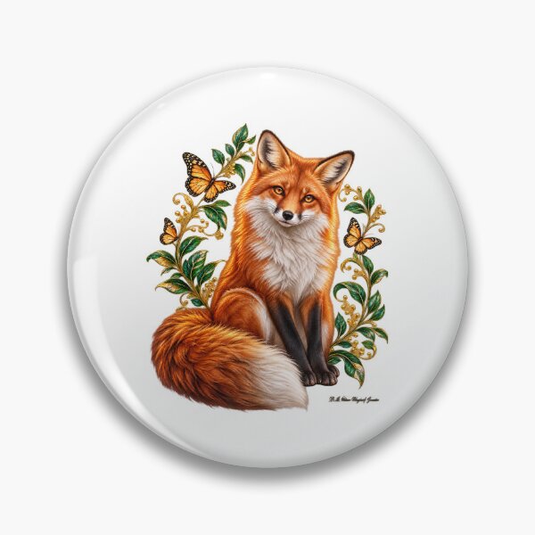 Item preview, Enchanted Woodland Fox – Red Fox with Butterflies and Botanical Art designed and sold by BlingandGifts.