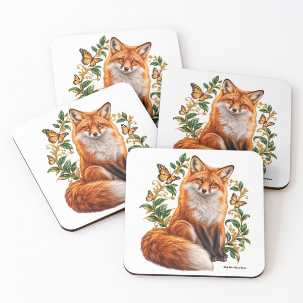 Item preview, Enchanted Woodland Fox – Red Fox with Butterflies and Botanical Art designed and sold by BlingandGifts.