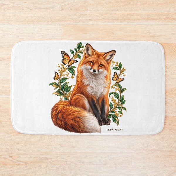 Item preview, Enchanted Woodland Fox – Red Fox with Butterflies and Botanical Art designed and sold by BlingandGifts.