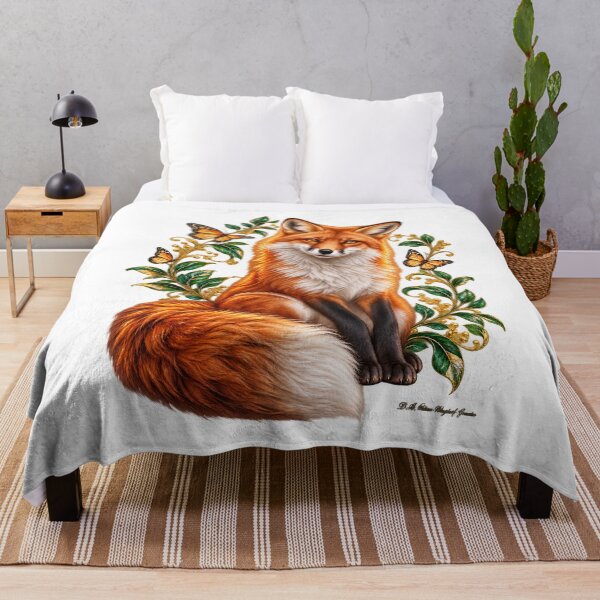 Item preview, Enchanted Woodland Fox – Red Fox with Butterflies and Botanical Art designed and sold by BlingandGifts.