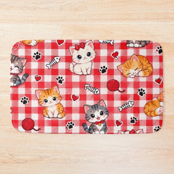 Item preview, Cute kitten red check pattern designed and sold by urbanshop7.