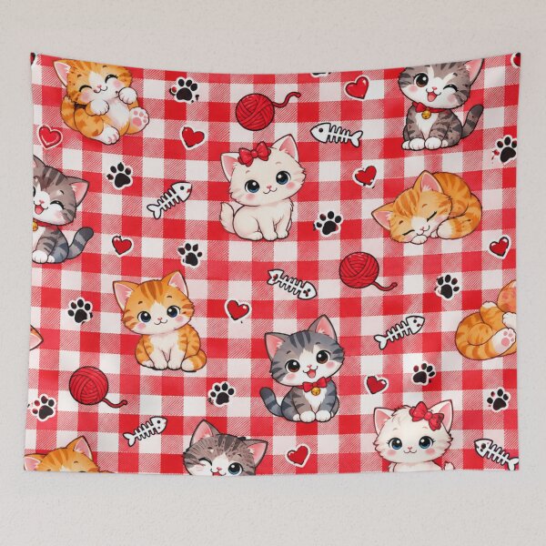 Aperçu de l'œuvre Adorable chaton à carreaux rouges créée et vendue par urbanshop7.