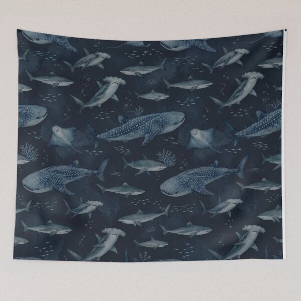 Item preview,  Monochrome blue watercolour shark designed and sold by Differenceee.