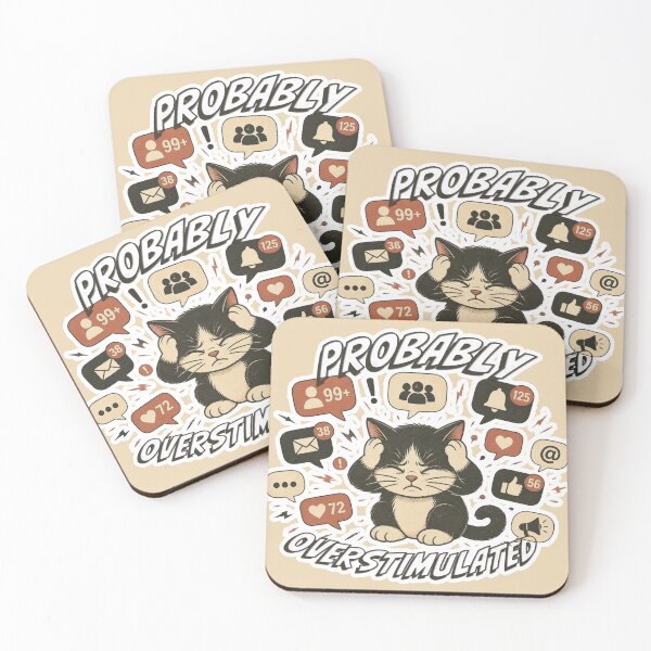 Item preview, Probably Overstimulated - Cute Overwhelmed Cat Social Media Burnout designed and sold by DNBY.