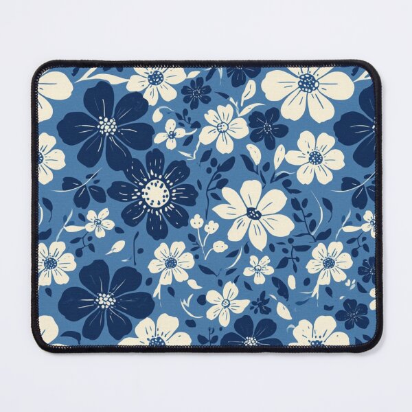 Item preview, Blue and Cream Floral Pattern designed and sold by PunchDrop.