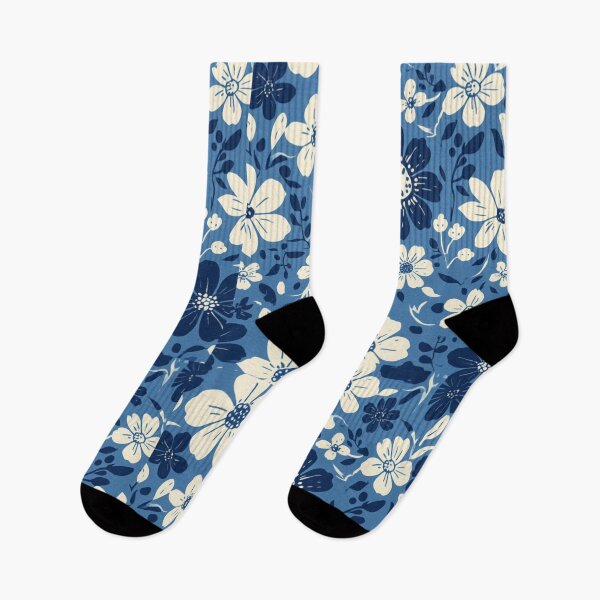 Item preview, Blue and Cream Floral Pattern designed and sold by PunchDrop.