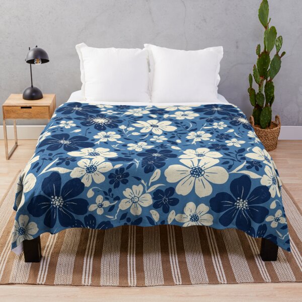 Item preview, Blue and Cream Floral Pattern designed and sold by PunchDrop.