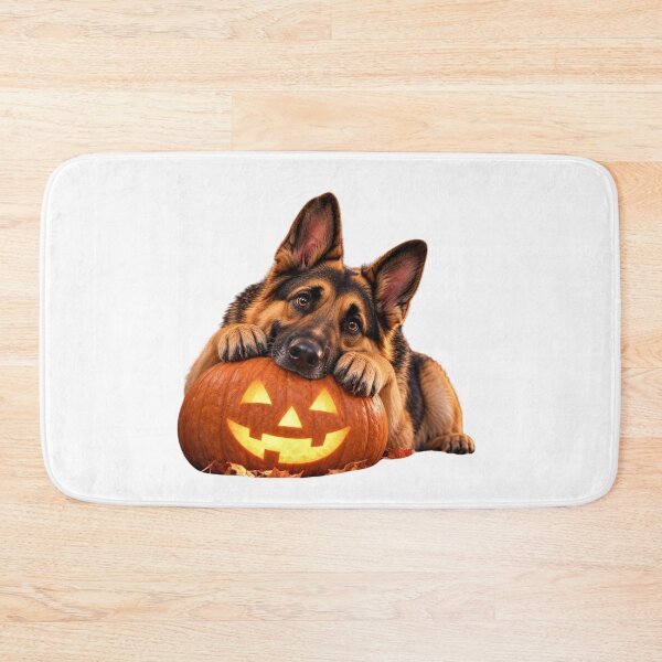 Artikelvorschau, German Shepherd Halloween Pumpkin Ghost Dog entworfen und verkauft von gushtera.