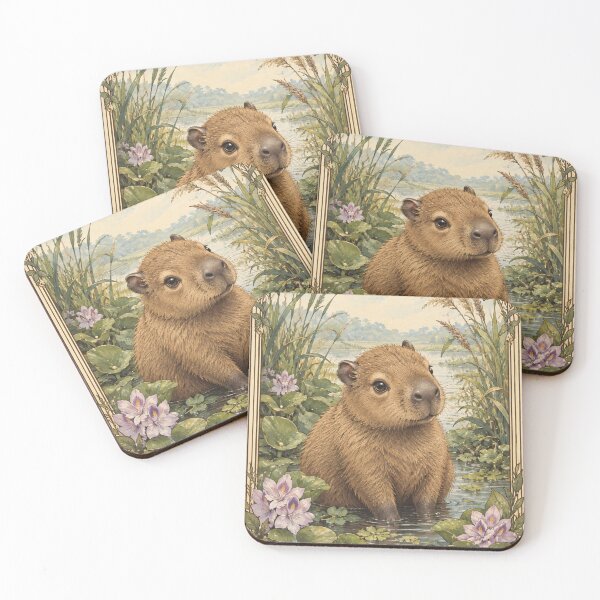 Item preview, Adorable Baby Capybara - Vintage Botanical Art Nouveau designed and sold by Lady-K-.