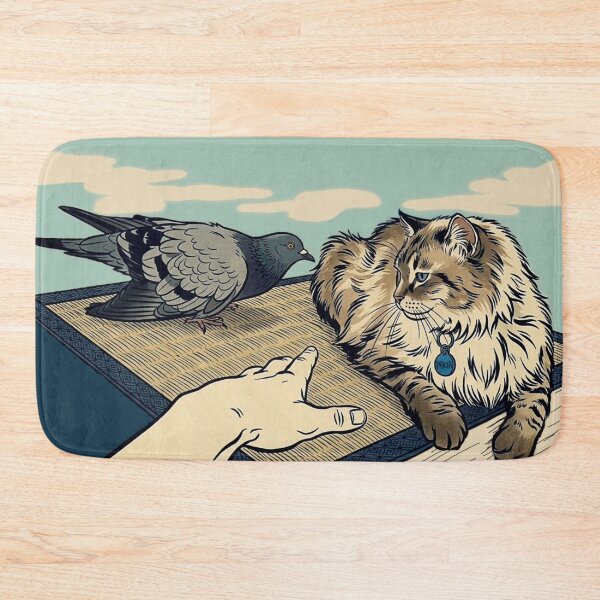 Item preview, Cat, pigeon, animal, love, peace, Japan, coexistence designed and sold by citravisuel.