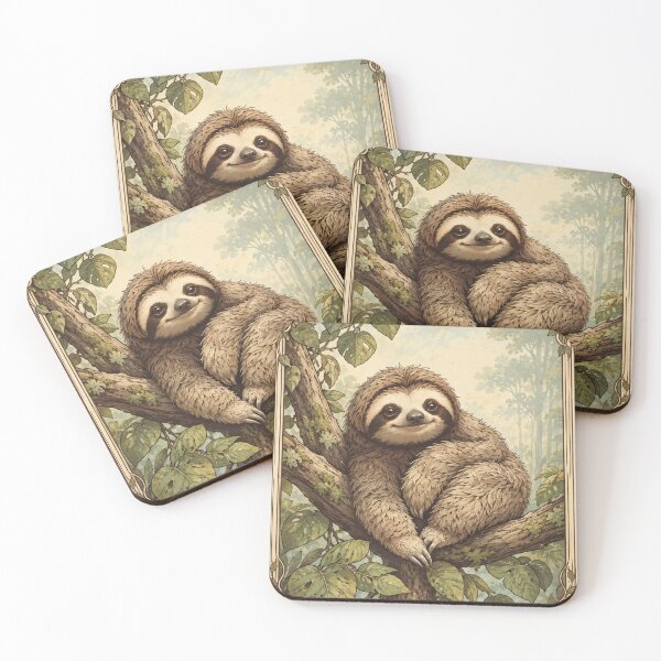 Item preview, Adorable Baby Sloth - Vintage Botanical Art Nouveau designed and sold by Lady-K-.