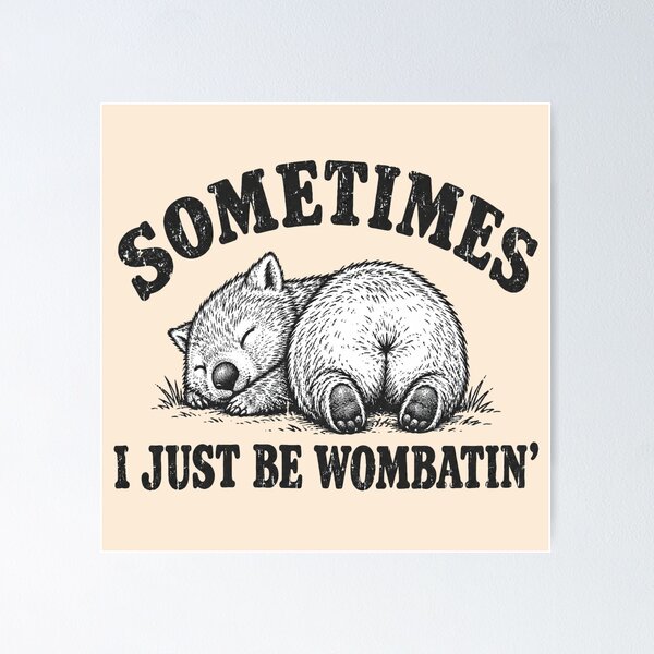 Item preview, Sleepy Wombat Funny Napping Butt Retro Australia designed and sold by Yellowriversss.